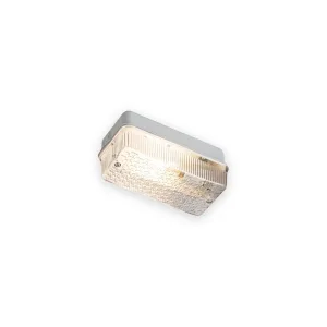 Knightsbridge 230V IP65 100W (BC) B22 Bulkhead with Clear Prismatic Diffuser and Aluminium Base