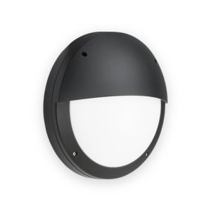 Knightsbridge 230V IP65 18W LED Eyelid Bulkhead CCT With Emergency & Daylight Sensor Black