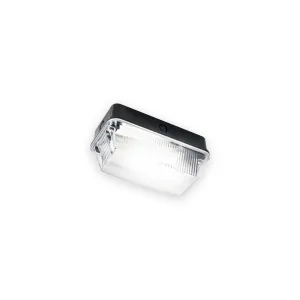 Knightsbridge 230V IP65 60W B22 Bulkhead with Clear Prismatic Diffuser and Black Plastic Base