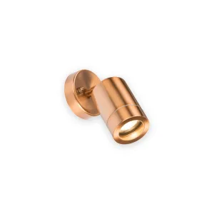 Knightsbridge WALL3LC copper-finish adjustable GU10 wall light with round mounting plate and cylindrical head