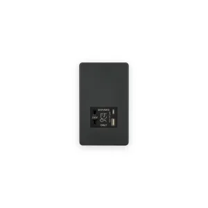 Knightsbridge 230V Shaver Socket with Dual USB A+C [5V DC 2.4A shared] - Anthracite with shaver apertures and USB A and C ports