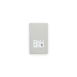 Knightsbridge 230V Shaver Socket with Dual USB A+C [5V DC 2.4A shared] - Brushed Chrome With White Insert