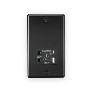 Knightsbridge 230V Shaver Socket with Dual USB A+C [5V DC 2.4A shared] - Matt Black