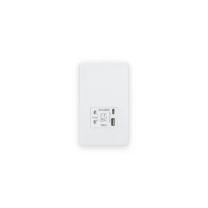 Knightsbridge 230V Shaver Socket with Dual USB A+C [5V DC 2.4A shared] - Matt White with White Insert with shaver apertures and USB A and C ports