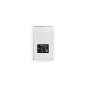 Knightsbridge 230V Shaver Socket with Dual USB A+C [5V DC 2.4A shared] - Polished Chrome with Black Insert