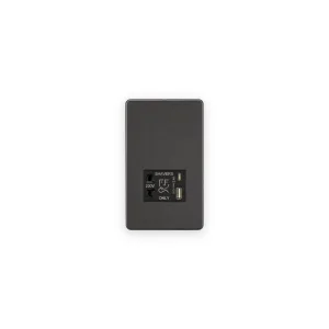 Knightsbridge 230V Shaver Socket with Dual USB A+C [5V DC 2.4A shared] - Smoked Bronze with Black Insert with shaver apertures and USB A and C ports