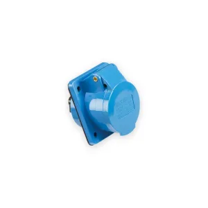 Knightsbridge 240V IP44 16A Angled Panel Mount Socket 2P+E