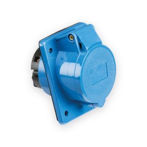 Knightsbridge 240V IP44 32A Angled Panel Mount Socket 2P+E