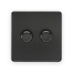 Knightsbridge 2G 2-Way 10-200W (5-150W LED) Intelligent Dimmer - Matt Black