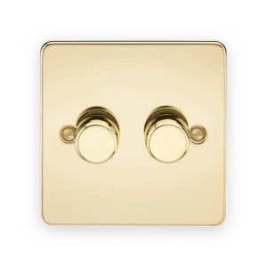 Knightsbridge 2G 2-Way 10-200W (5-150W LED) Intelligent Dimmer - Polished Brass