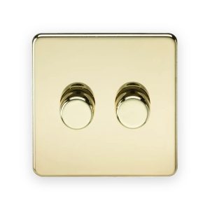 Knightsbridge 2G 2-Way 10-200W (5-150W LED) Intelligent Dimmer - Polished Brass