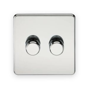 Knightsbridge 2G 2-Way 10-200W (5-150W LED) Intelligent Dimmer - Polished Chrome