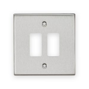 Knightsbridge 2G Grid Faceplate - Brushed Chrome