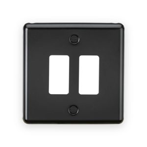 Knightsbridge 2G Grid Faceplate - Matt Black