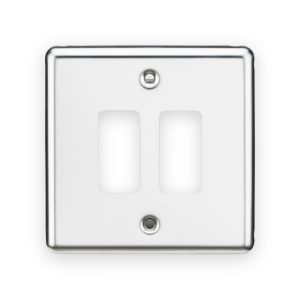 Knightsbridge 2G Grid Faceplate - Rounded Edge Polished Chrome