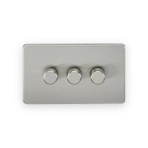 Knightsbridge 3G 2-Way 10-200W (5-150W LED) Intelligent Dimmer - Brushed Chrome