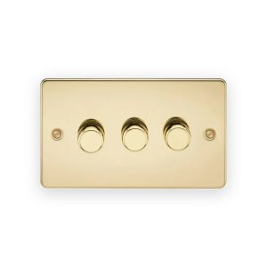 Knightsbridge 3G 2-Way 10-200W (5-150W LED) Intelligent Dimmer - Polished Brass