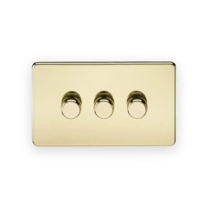 Knightsbridge 3G 2-Way 10-200W (5-150W LED) Intelligent Dimmer - Polished Brass