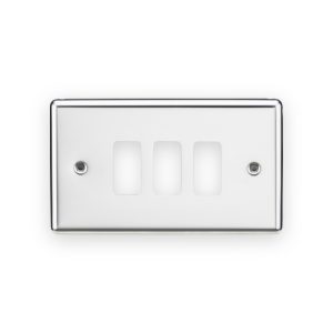 Knightsbridge 3G Grid Faceplate - Rounded Edge Polished Chrome