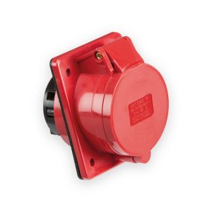 Knightsbridge 415V IP44 32A Angled Panel Mount Socket 3P+N+E
