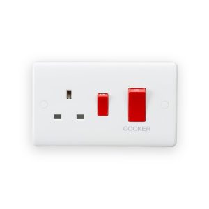 Knightsbridge 45A DP Switch & 13A Socket - Red Rocker