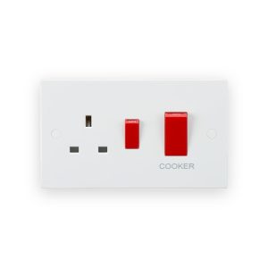 Knightsbridge 45A DP Switch & 13A Socket - Red Rockers