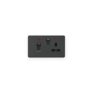 Knightsbridge 45A DP Switch & 13A Socket With Neons - Anthracite