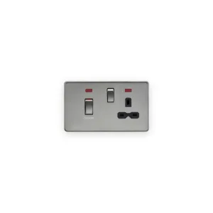Knightsbridge 45A DP Switch & 13A Socket with Neons - Black Nickel with Black Insert