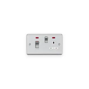 Knightsbridge 45A DP Switch & 13A Socket with Neons - Brushed Chrome with White Insert