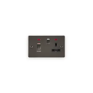 Knightsbridge 45A DP Switch & 13A Socket with Neons - Gunmetal with Black Insert