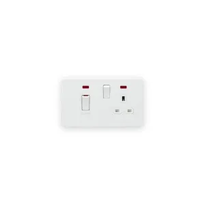 Knightsbridge 45A DP Switch & 13A Socket with Neons - Matt White with White insert