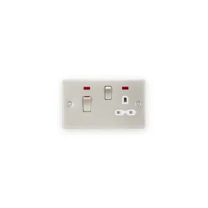Knightsbridge 45A DP Switch & 13A Socket with Neons - Pearl with White Insert