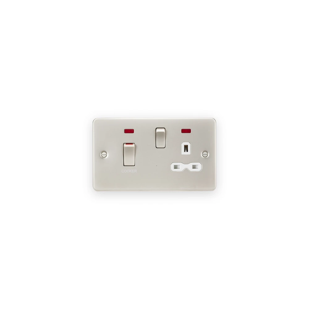 Knightsbridge 45A DP Switch & 13A Socket with Neons - Pearl with White Insert Knightsbridge 45A DP Switch & 13A Socket with Neons - Pearl with White Insert