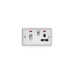 Knightsbridge 45A DP Switch & 13A Socket with Neons - Polished Chrome with Black Insert