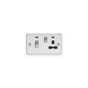 Knightsbridge 45A DP Switch & 13A Socket with Neons - Polished Chrome with Black Insert