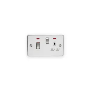 Knightsbridge 45A DP Switch & 13A Socket with Neons - Polished Chrome with White Insert
