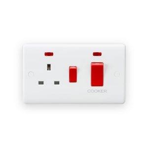 Knightsbridge 45A DP Switch & 13A Socket with Neons - Red Rocker