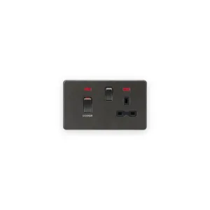 Knightsbridge 45A DP Switch & 13A Socket with Neons - Smoked Bronze with Black Insert