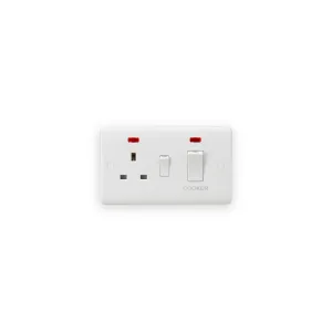 Knightsbridge 45A DP Switch & 13A Socket with Neons - White Rocker (CU8333NW)