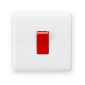Knightsbridge 45A DP Switch (1G size) - Red Rocker