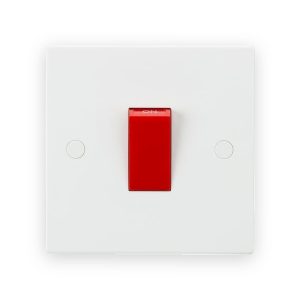 Knightsbridge 45A DP Switch (1G Size) - Red Rocker