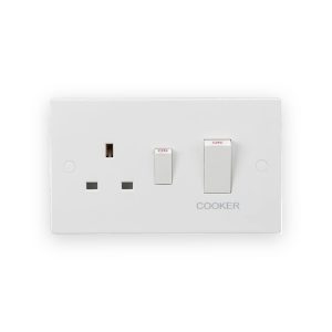 Knightsbridge 45A DP Switch & 13A Socket - White Rockers