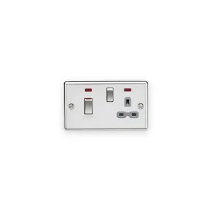 Knightsbridge 45A DP Switch and 13A Switched Socket with Neons - Polished Chrome with Grey Insert