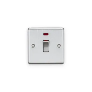 Knightsbridge 45A DP Switch with Neon (1G Size) - Brushed Chrome