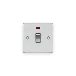 Knightsbridge 45A DP Switch with Neon (1G Size) - Brushed Chrome