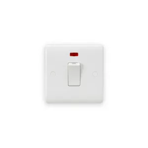 Knightsbridge 45A DP Switch with Neon (1G size) - White Rocker (CU8331NW)