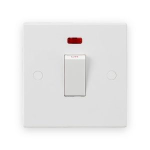 Knightsbridge 45A DP Switch with Neon (1G size) - White Rocker
