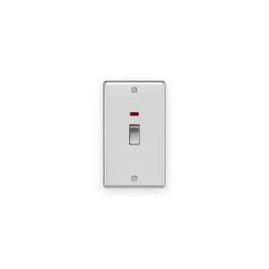 Knightsbridge 45A DP Switch with Neon (2G Size) - Brushed Chrome
