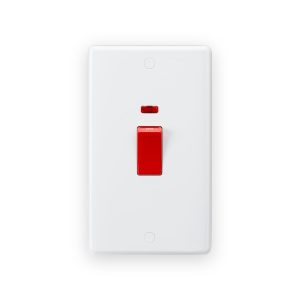 Knightsbridge 45A DP Switch with Neon (2G size) - Red Rocker