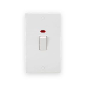 Knightsbridge 45A DP Switch With Neon (2G Size) - White Rocker